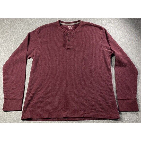 IZOD Mens Medium Thermal Waffle Knit Pullover Size XXL Burgundy - Picture 1 of 3